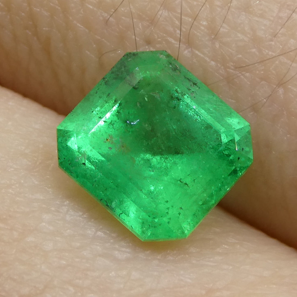 1.24ct Colombian Green Emerald Square Step Cut, premium green beryl gemstone from SkyJems Canadian gem experts