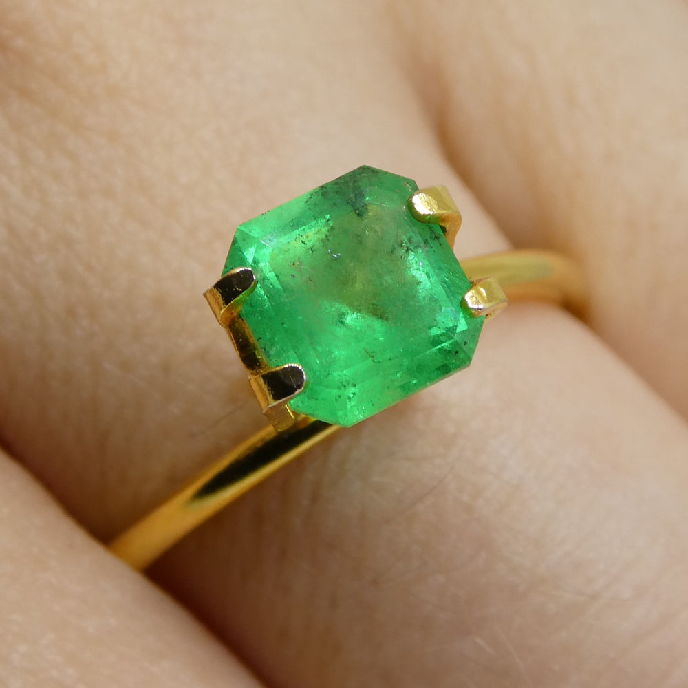 1.24ct Colombian Green Square Emerald, precision-cut gem from SkyJems' premium gemstone collection