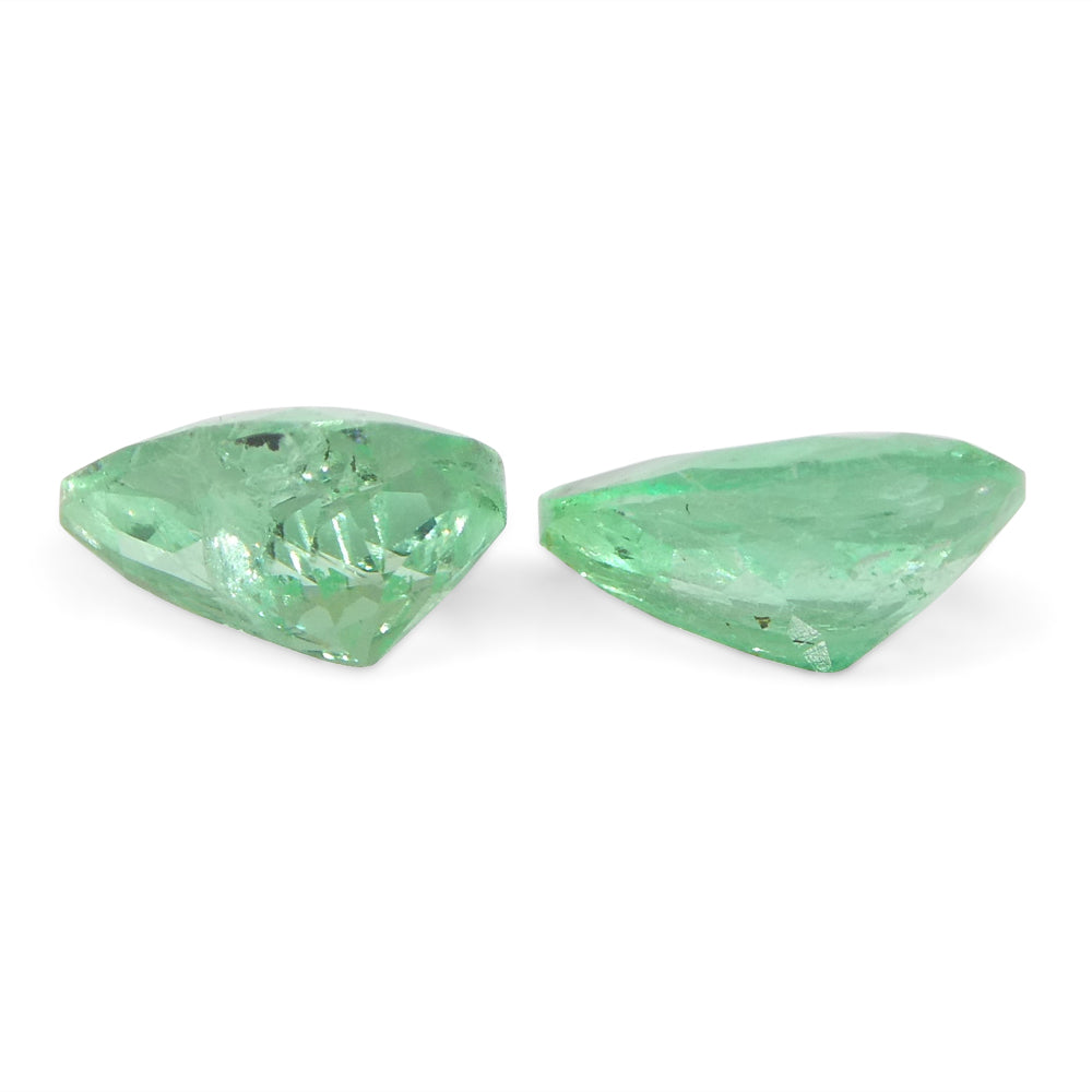 SkyJems Colombian Emerald Pair: 1ct Pear-Cut Green Gemstones from South American Beryl Mines