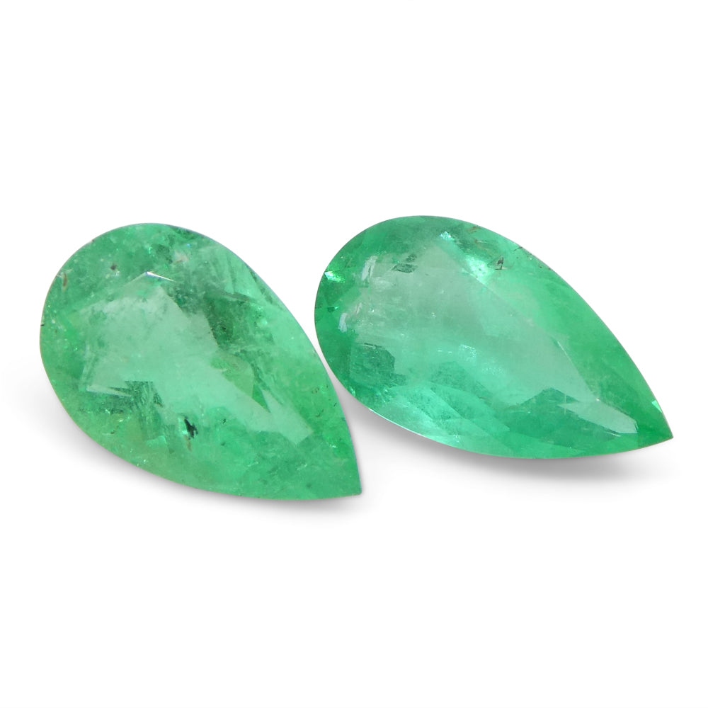 1.8ct Pair Pear Green Emerald from Colombia - Skyjems Wholesale Gemstones