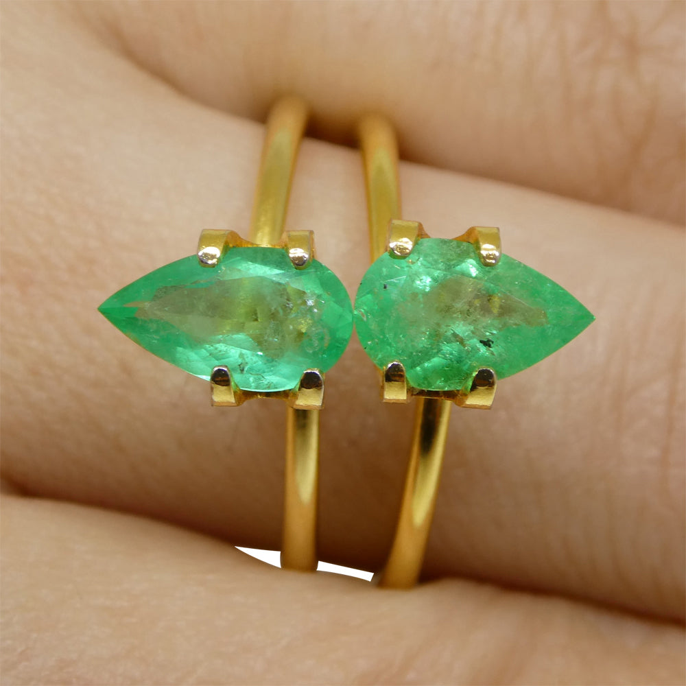 1.8ct Colombian Emerald Pair: Vivid Green Pear-Cut Gems from SkyJems Rare Gemstone Collection