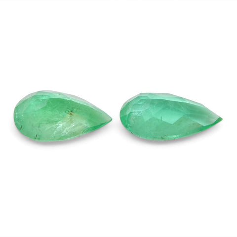 1.8ct Pair Pear Green Emerald from Colombia