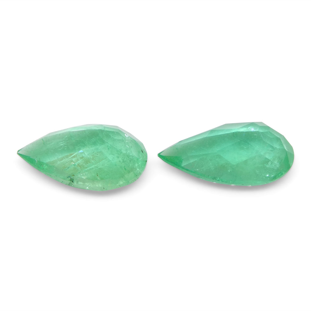 1.8ct Colombian Emerald Pair: Vivid Green Pear-Cut Gems from SkyJems Rare Gemstone Collection