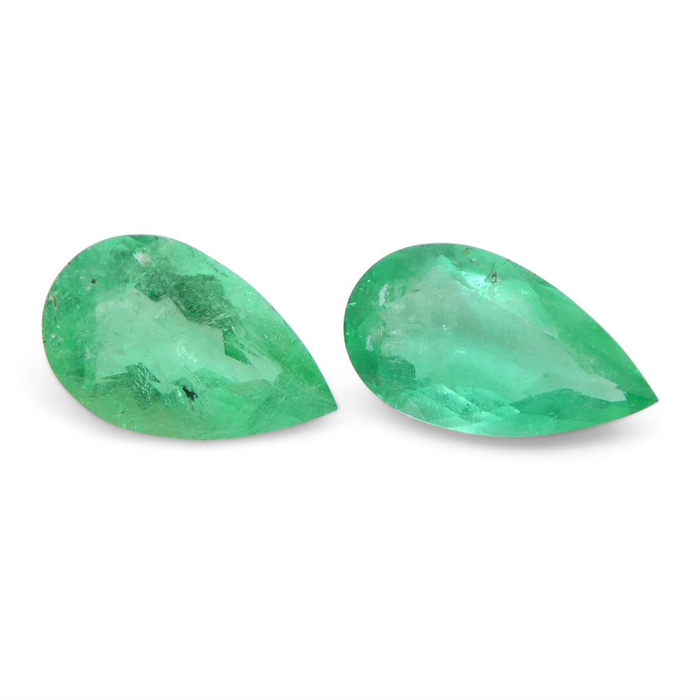 1.8ct Colombian Emerald Pair, Pear-Cut Green Gemstones from SkyJems Premium Gem Collection