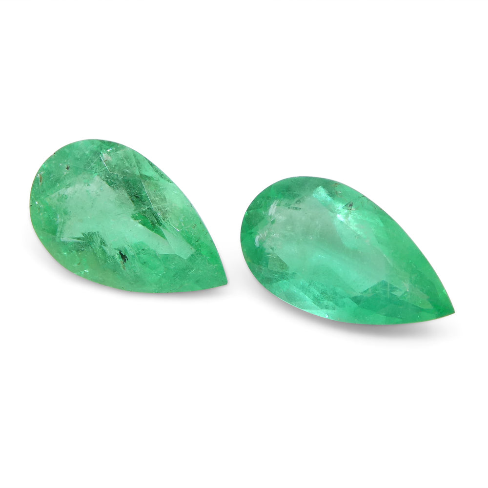 1.8ct Pair Pear Green Emerald from Colombia - Skyjems Wholesale Gemstones