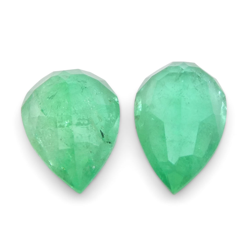 1.8ct Pair Pear Green Emerald from Colombia - Skyjems Wholesale Gemstones