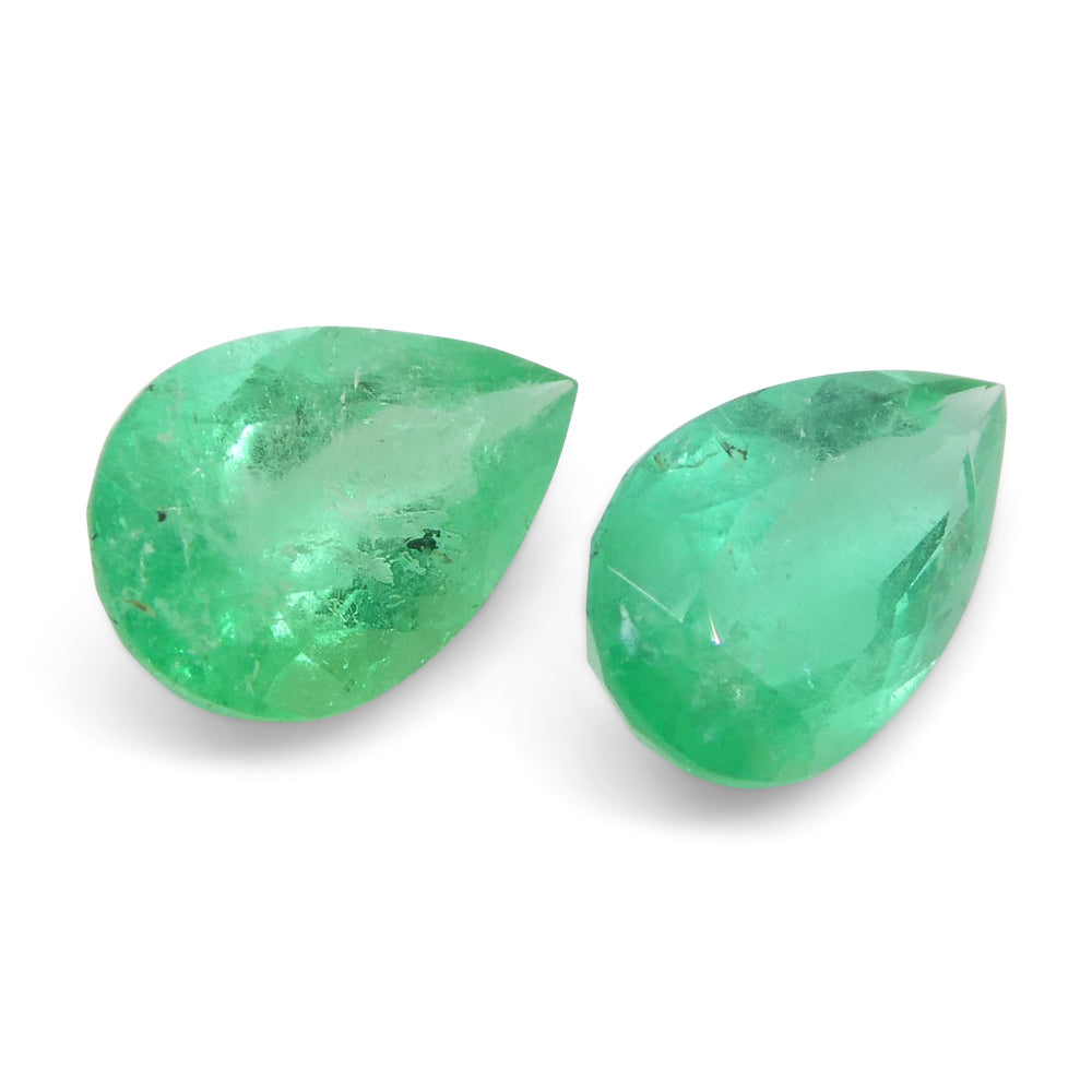 1.8ct Pair Pear Green Emerald from Colombia - Skyjems Wholesale Gemstones