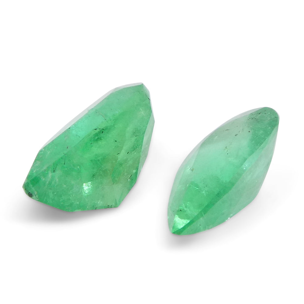 1.67ct Pair Pear Green Emerald from Colombia - Skyjems Wholesale Gemstones