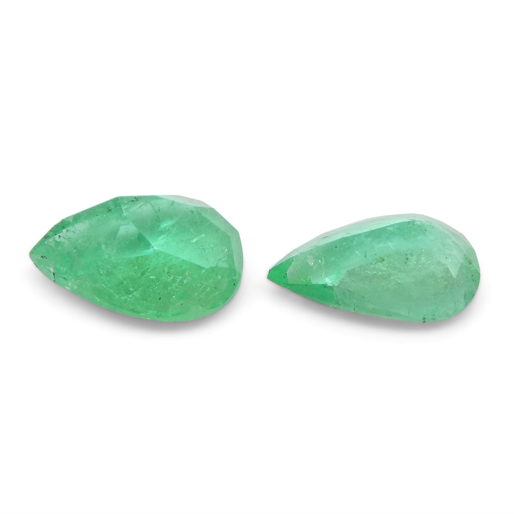 1.67ct Pair Pear Green Emerald from Colombia - Skyjems Wholesale Gemstones