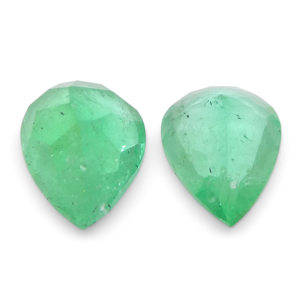 1.67ct Colombian Emerald Pair: Vivid Green Pear-Cut Gemstones from SkyJems Rare Gem Collection