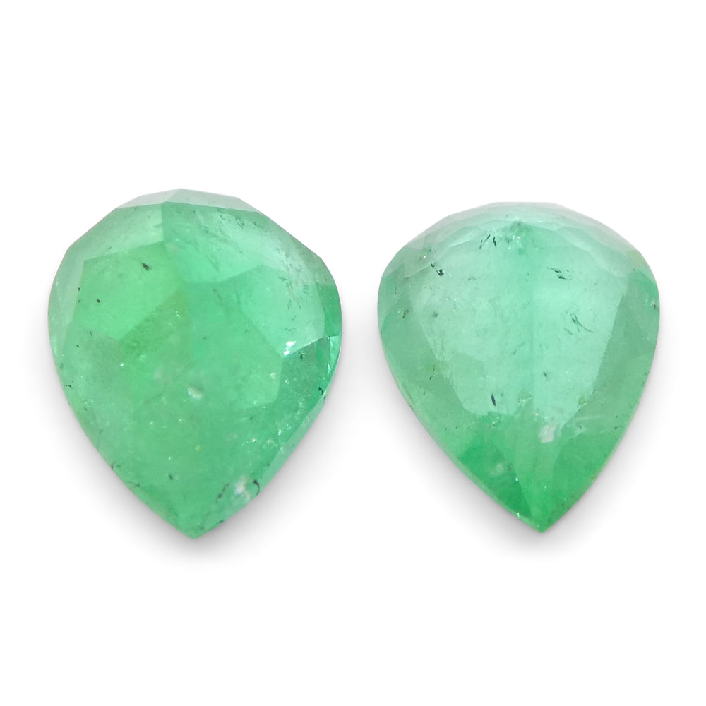 1.67ct Pair Pear Green Emerald from Colombia - Skyjems Wholesale Gemstones