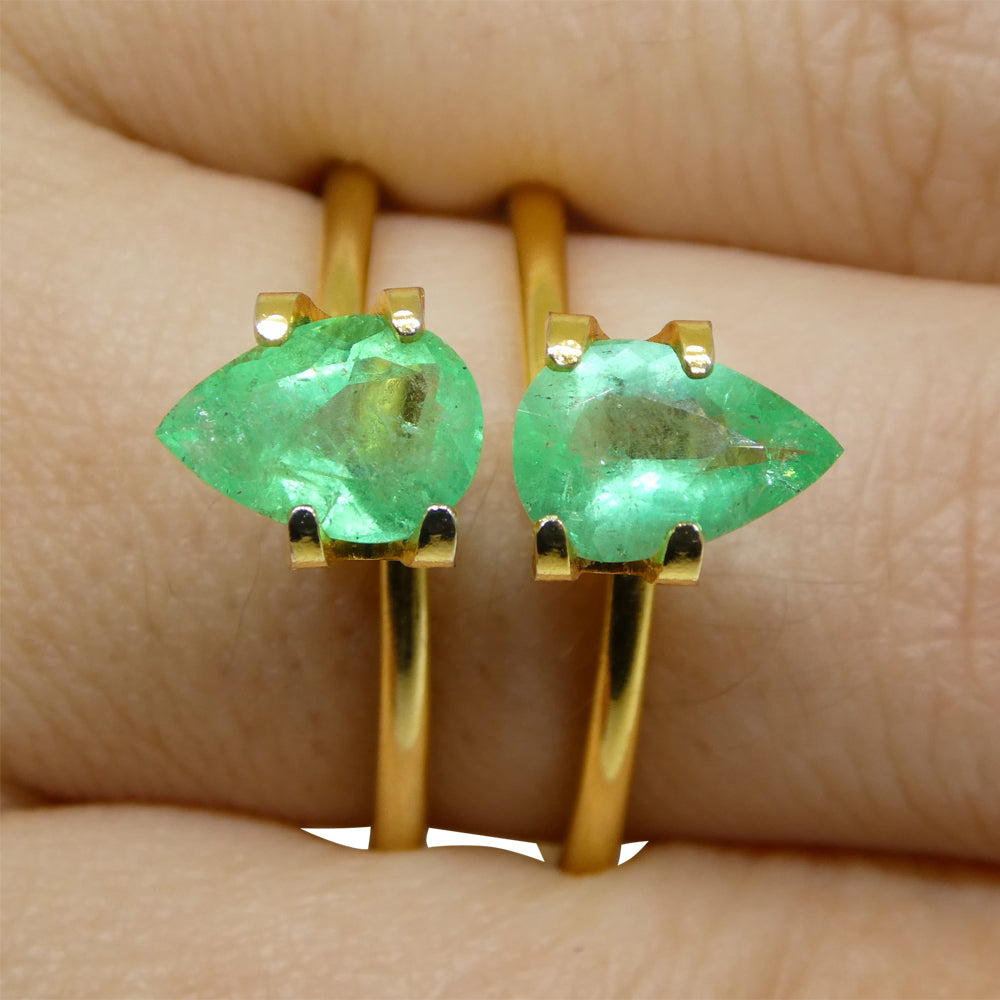 1.67ct Pair Pear Green Emerald from Colombia - Skyjems Wholesale Gemstones