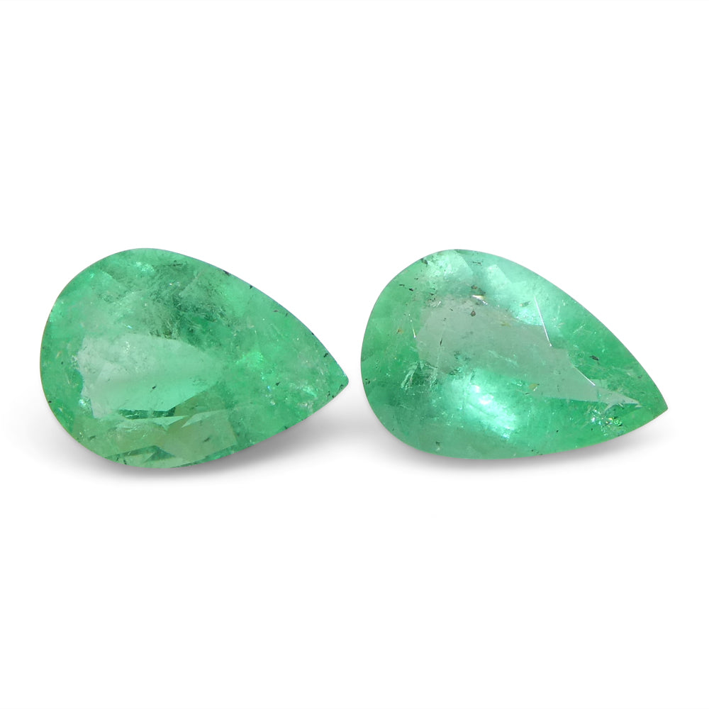 1.67ct Pair Pear Green Emerald from Colombia - Skyjems Wholesale Gemstones