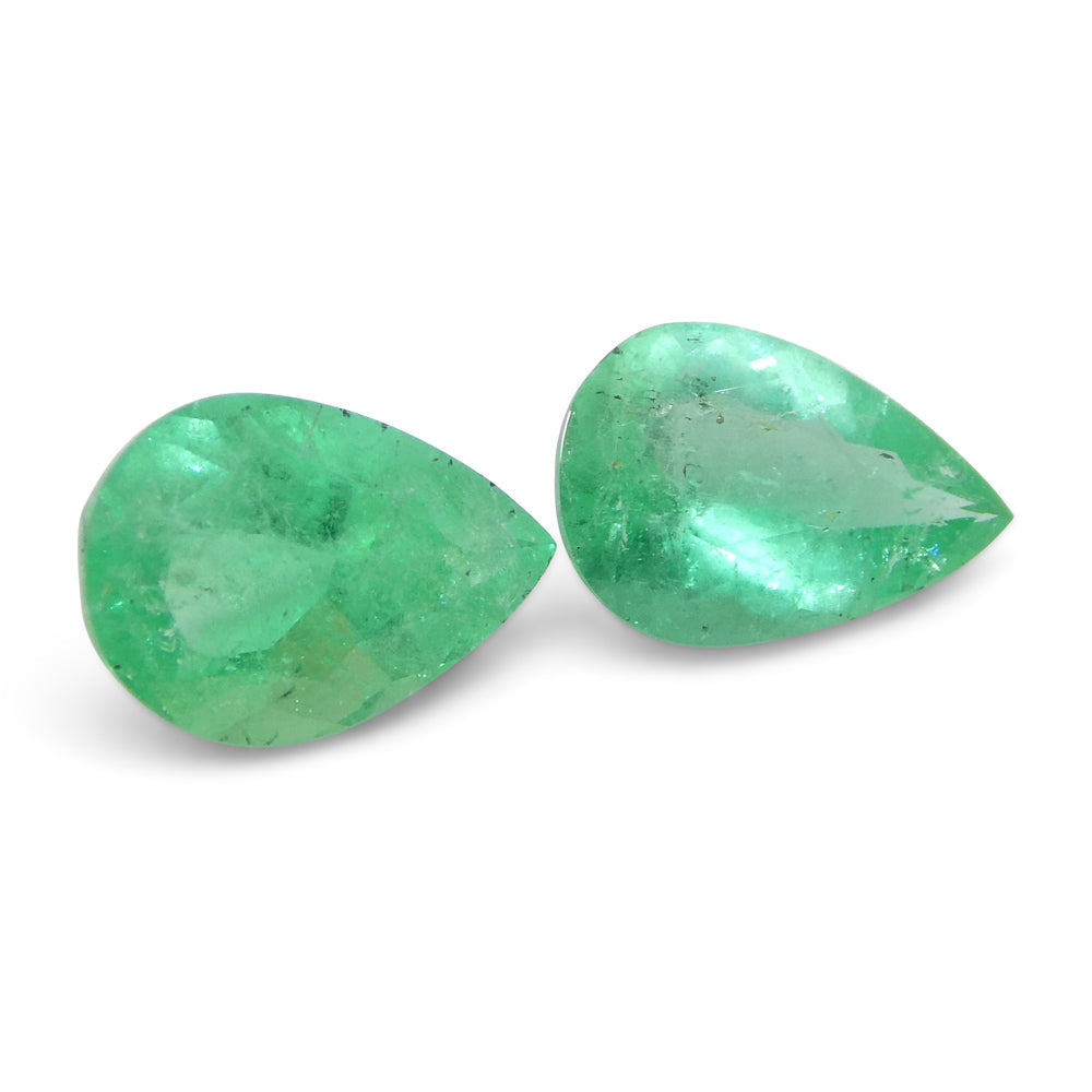 1.67ct Pair Pear Green Emerald from Colombia - Skyjems Wholesale Gemstones