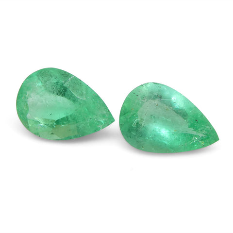 1.67ct Pair Pear Green Emerald from Colombia