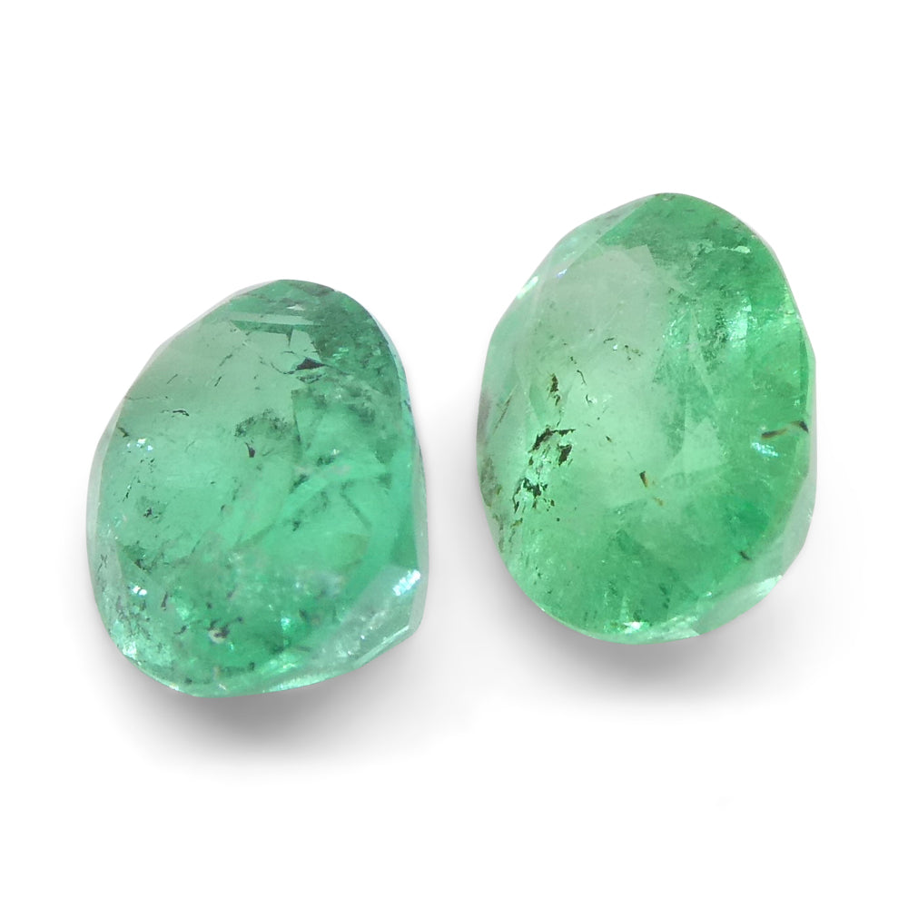 1.54ct Colombian Green Emerald Oval Pair, Moderately Strong Color | Premium Gemstone from SkyJems Canada
