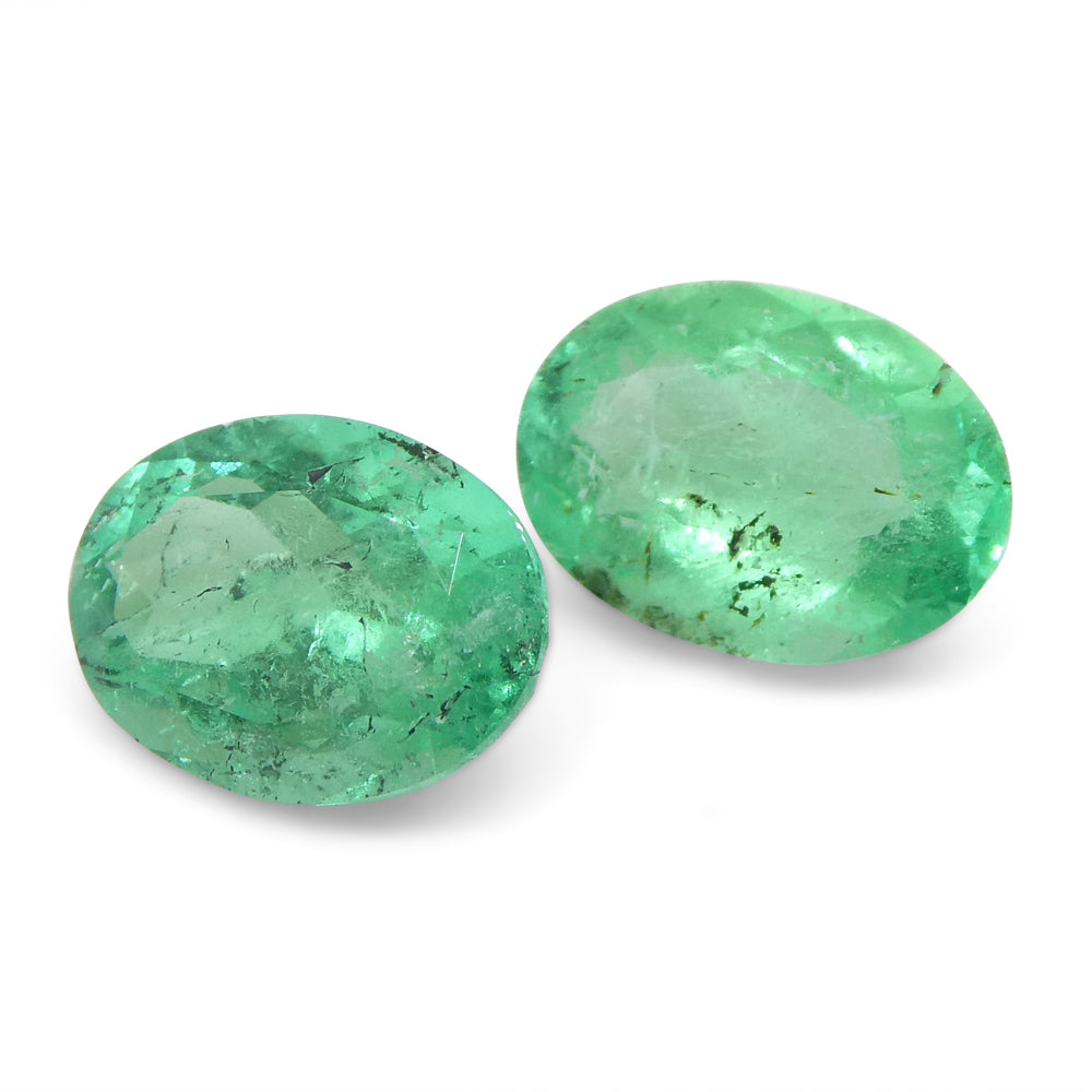 1.54ct Pair Oval Green Emerald from Colombia - Skyjems Wholesale Gemstones