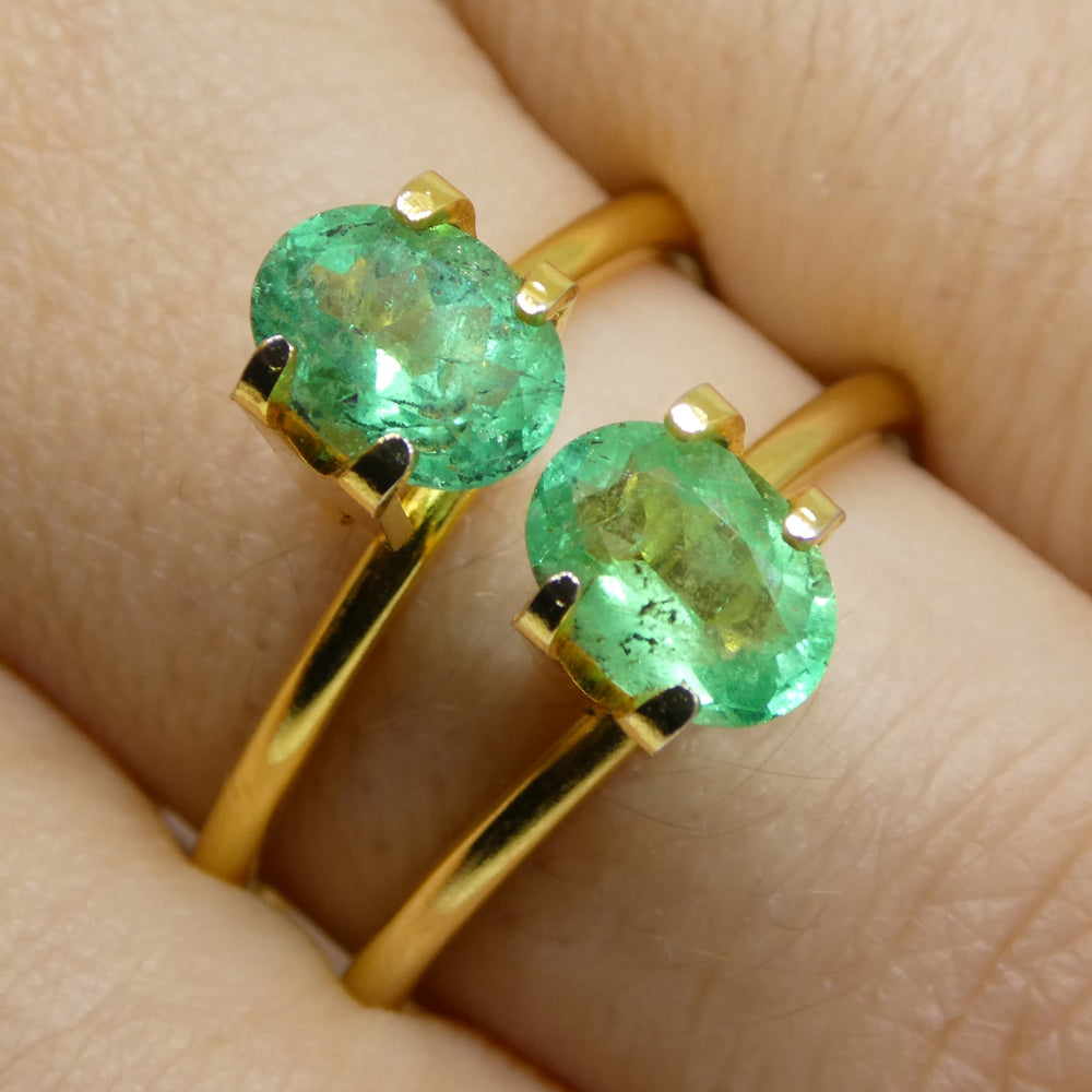 1.54ct Colombian Green Emerald Oval Pair, Moderately Strong Color | Premium Gemstone by SkyJems Canada
