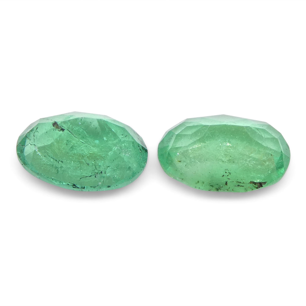 1.54ct Pair Oval Green Emerald from Colombia - Skyjems Wholesale Gemstones