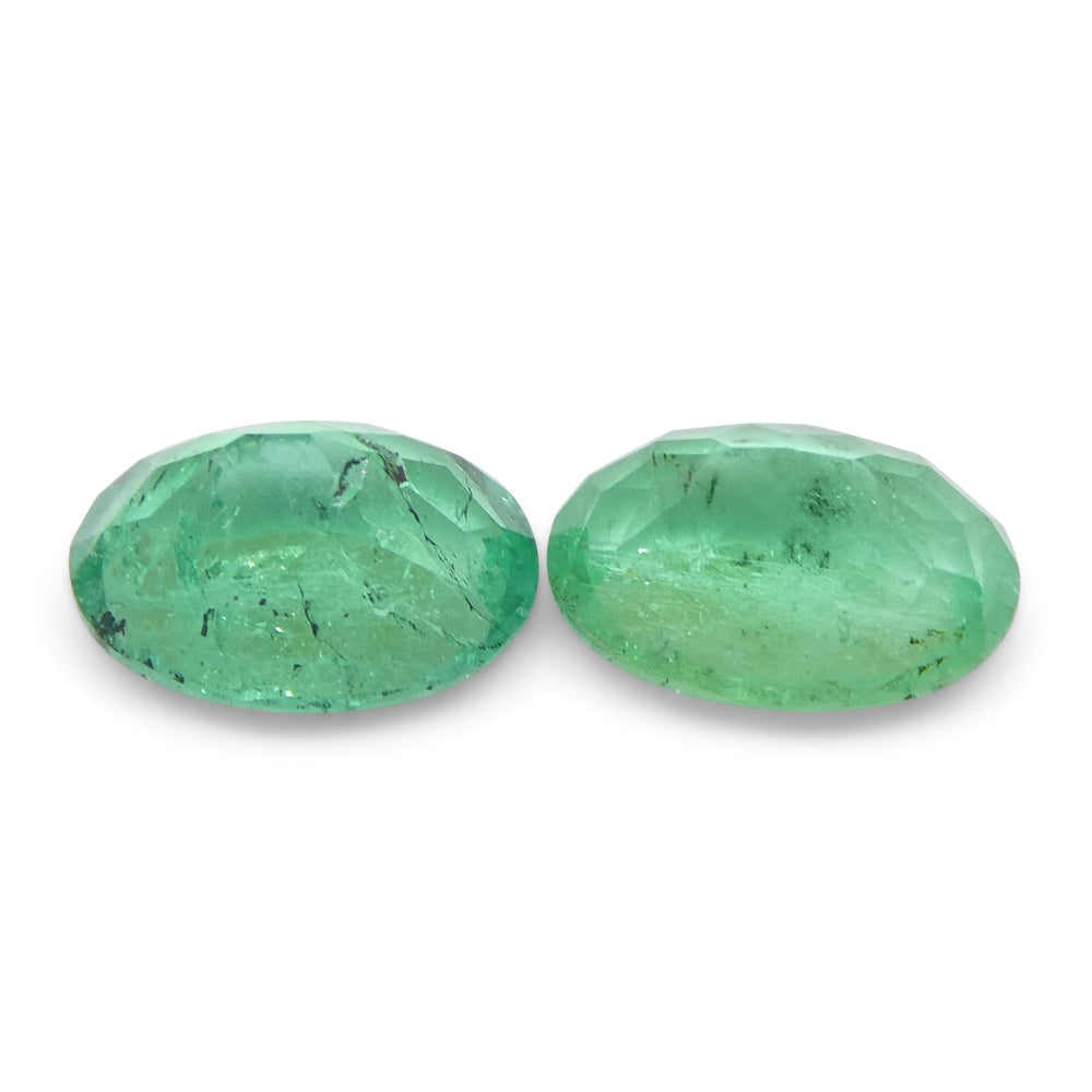 1.54ct Colombian Green Emerald Oval Pair from SkyJems, premium medium-light green beryl gemstones