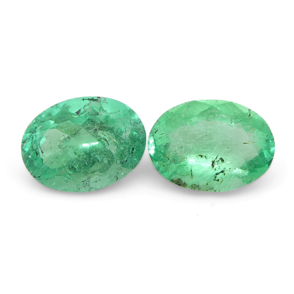 1.54ct Colombian Green Emerald Oval Pair, Vibrant Beryl Gemstone from SkyJems Fine Gems Collection