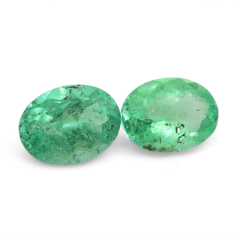 1.54ct Pair Oval Green Emerald from Colombia - Skyjems Wholesale Gemstones