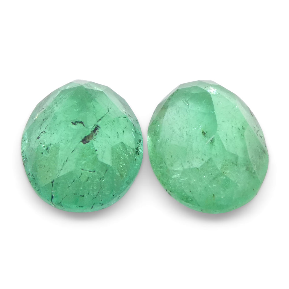 1.54ct Colombian Green Emerald Oval Pair, Moderate Clarity, SkyJems Fine Gemstones Collection