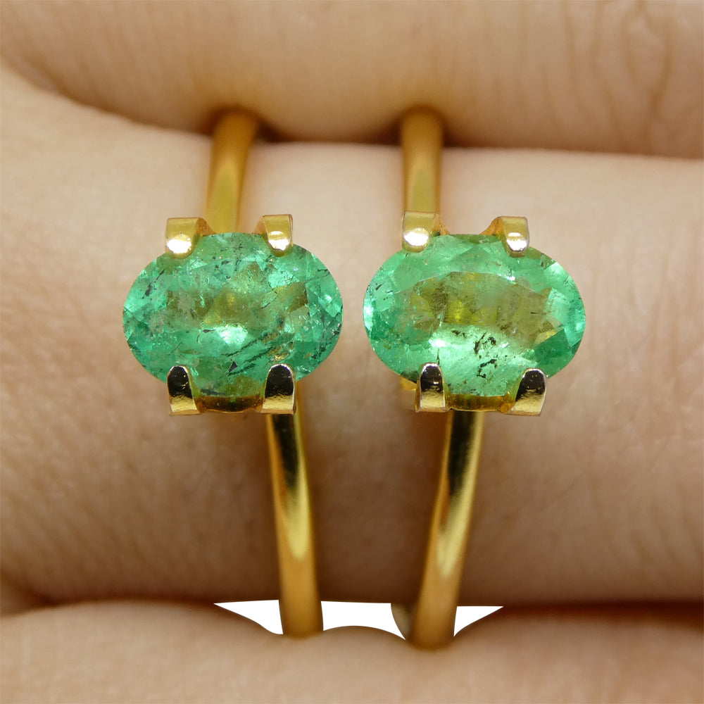 1.54ct Colombian Green Emerald Oval Pair, Vibrant Beryl Gemstone from SkyJems Fine Gems Collection
