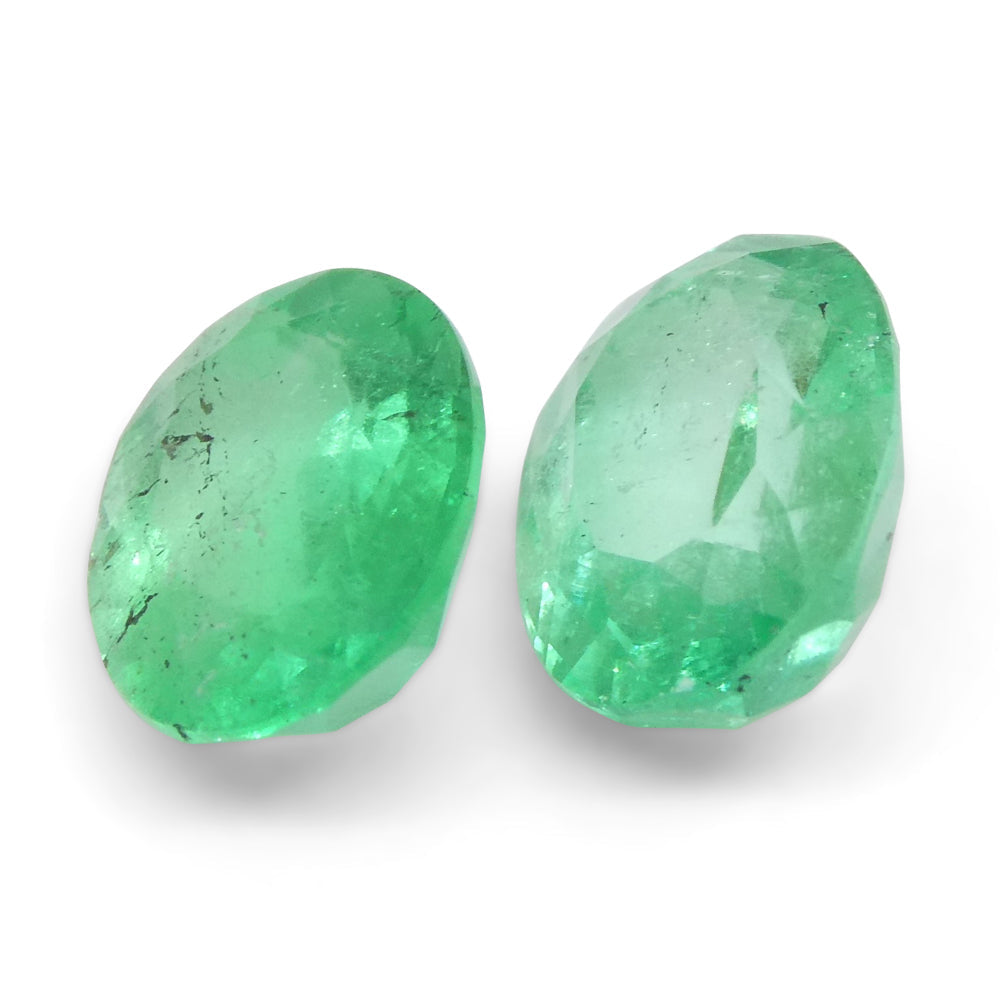 2.28ct Pair Oval Green Emerald from Colombia - Skyjems Wholesale Gemstones