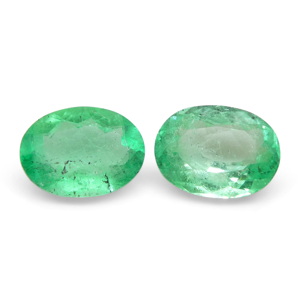 2.28ct Pair Oval Green Emerald from Colombia - Skyjems Wholesale Gemstones