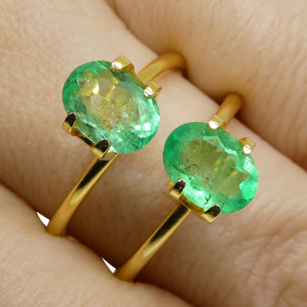 2.28ct Colombian Green Emerald Pair, Oval Cut Beryl Gemstones from SkyJems Premium Collection