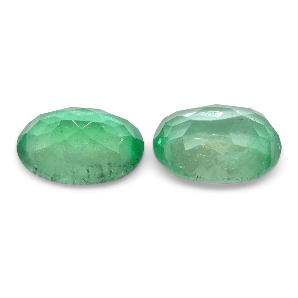 2.28ct Colombian Green Emerald Pair, Oval Cut Gemstones from SkyJems Premium Beryl Collection