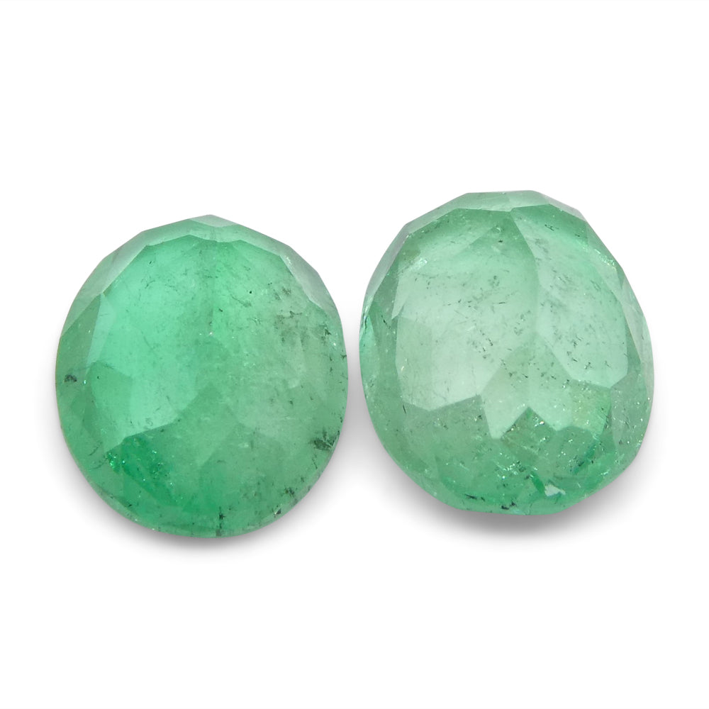 2.28ct Colombian Green Emerald Pair, Oval Cut Beryl Gemstones from SkyJems Fine Gem Collection