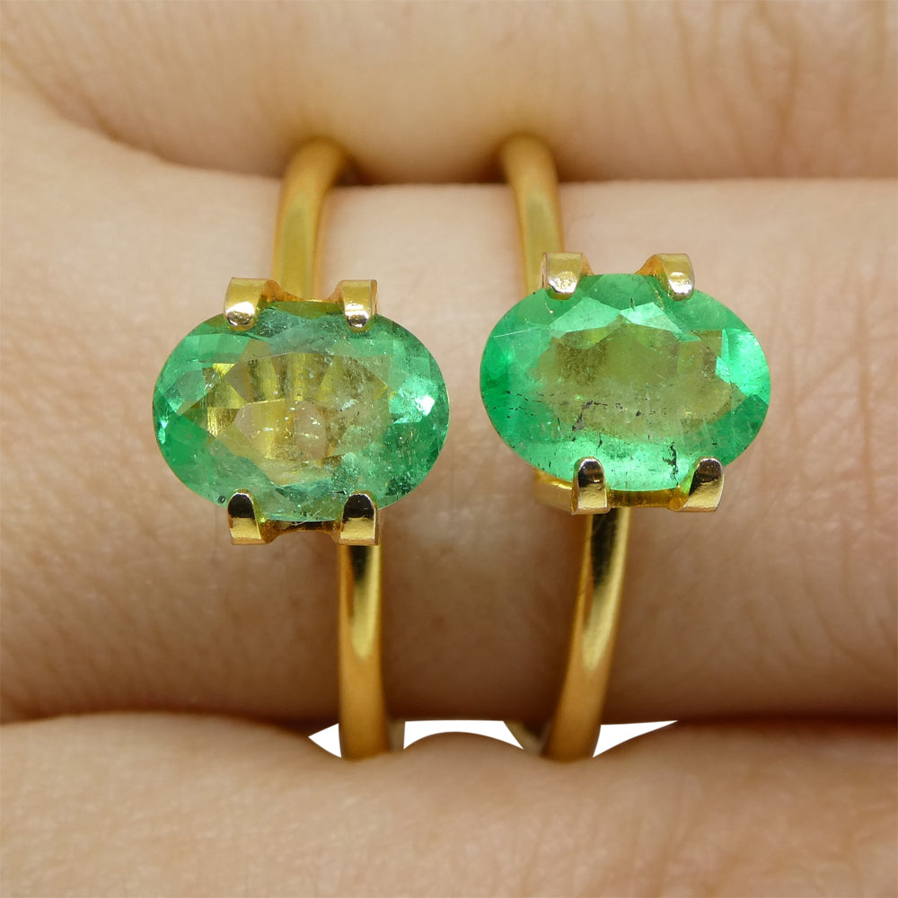 2.28ct Colombian Green Emerald Pair, Oval Cut Beryl Gemstones from SkyJems Premium Gem Collection