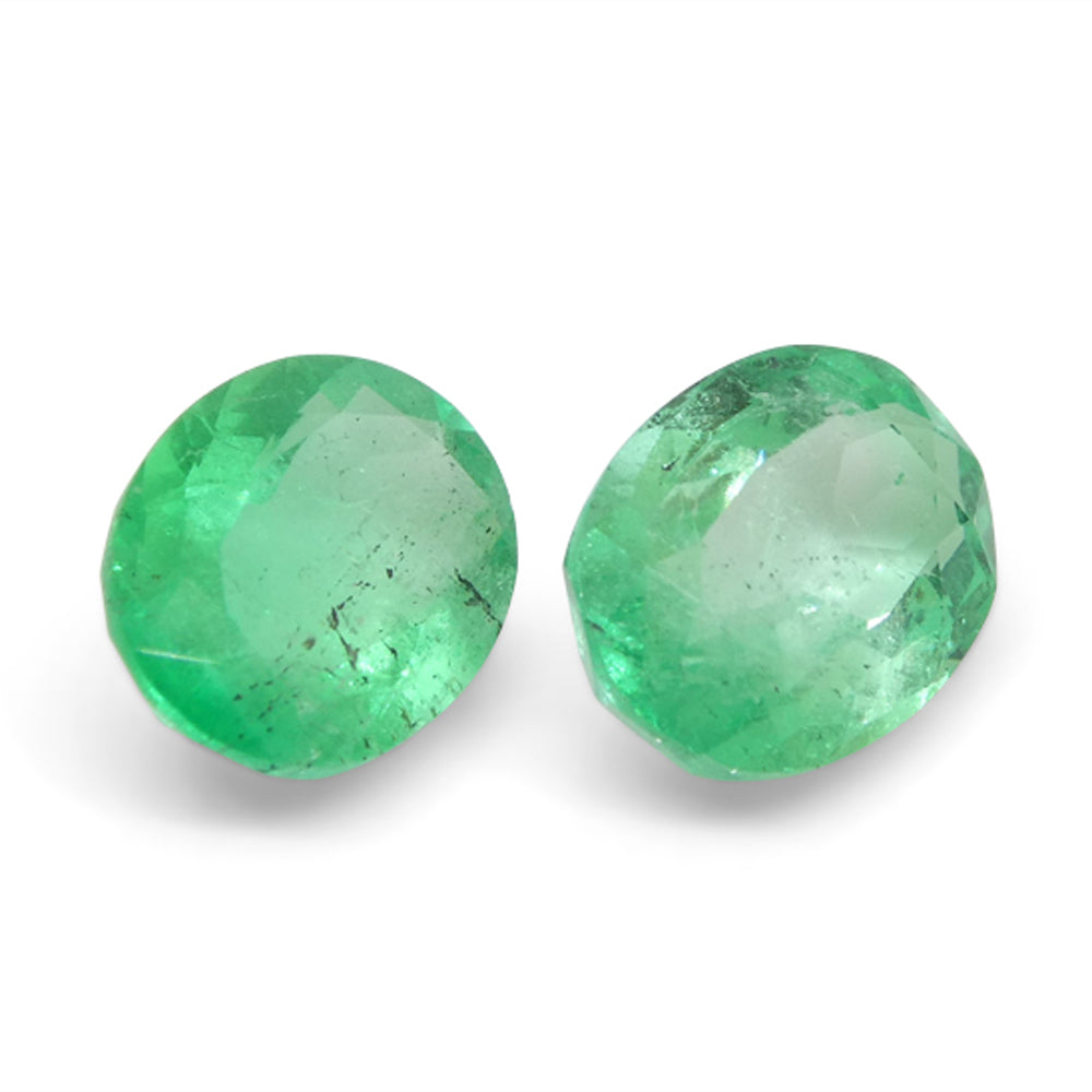 2.28ct Colombian Green Emerald Pair, Oval Cut Beryl Gemstones from SkyJems Premium Collection