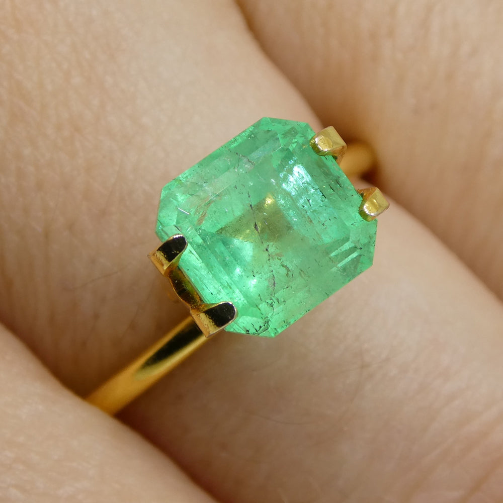 2.46ct Colombian Square Green Emerald, vibrant medium-light hue, premium SkyJems gemstone collection