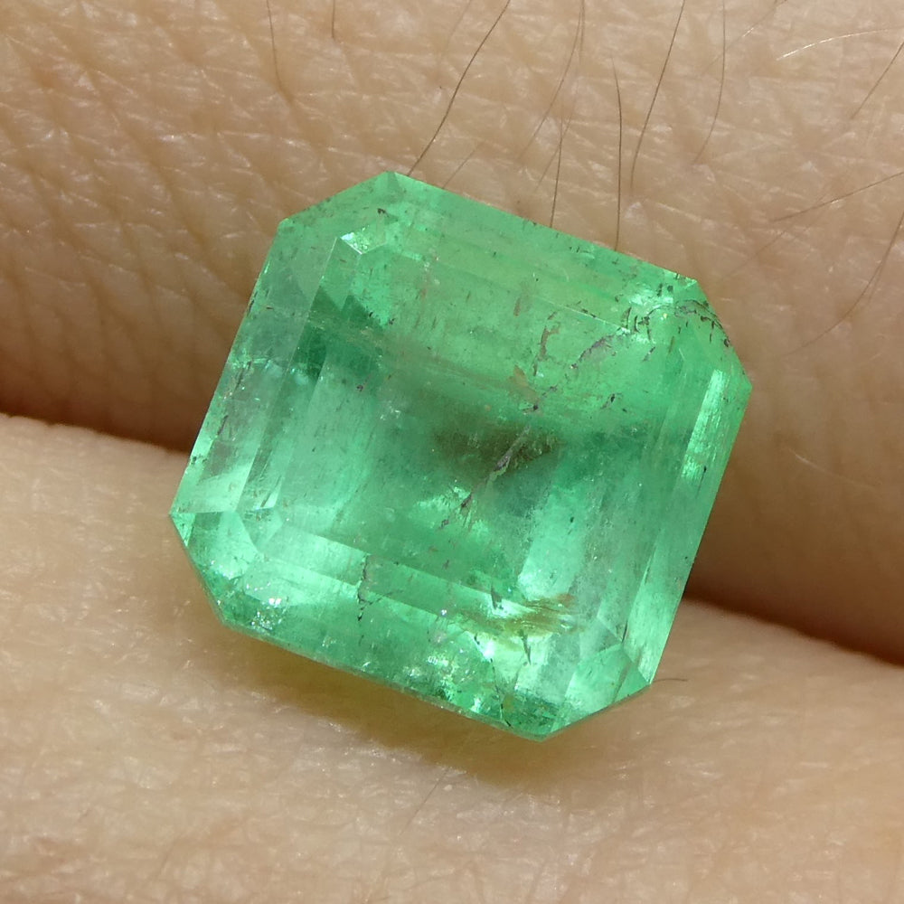 2.46ct Colombian Green Emerald Square Step Cut, premium green beryl gemstone from SkyJems fine jewelry collection