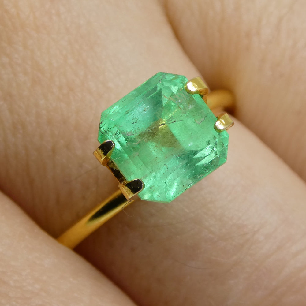 2.46ct Colombian Green Emerald Square Step Cut, premium green beryl gemstone by SkyJems Canada