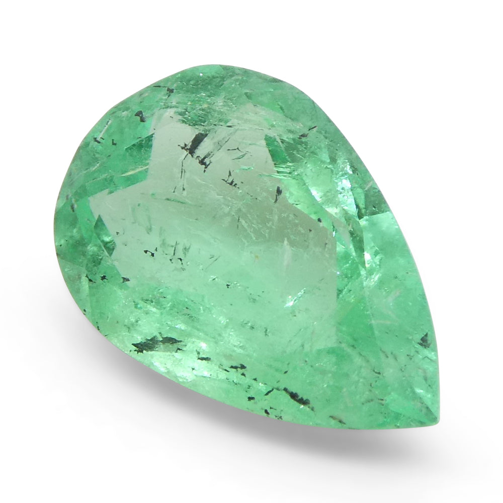 1.29ct Colombian Pear Green Emerald, Moderate Clarity, SkyJems Fine Gemstones Rare Natural Green Beryl