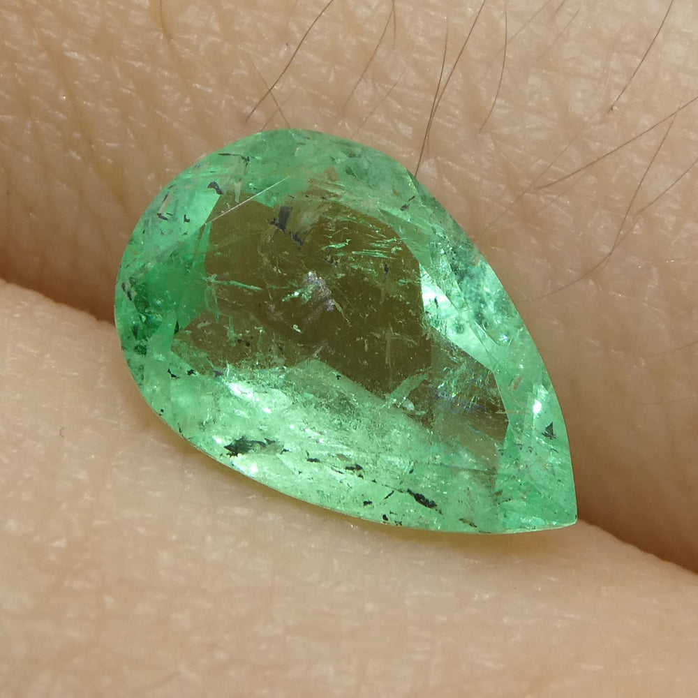 1.29ct Colombian Pear Green Emerald, Moderate Clarity, SkyJems Fine Gemstones Rare Natural Green Beryl