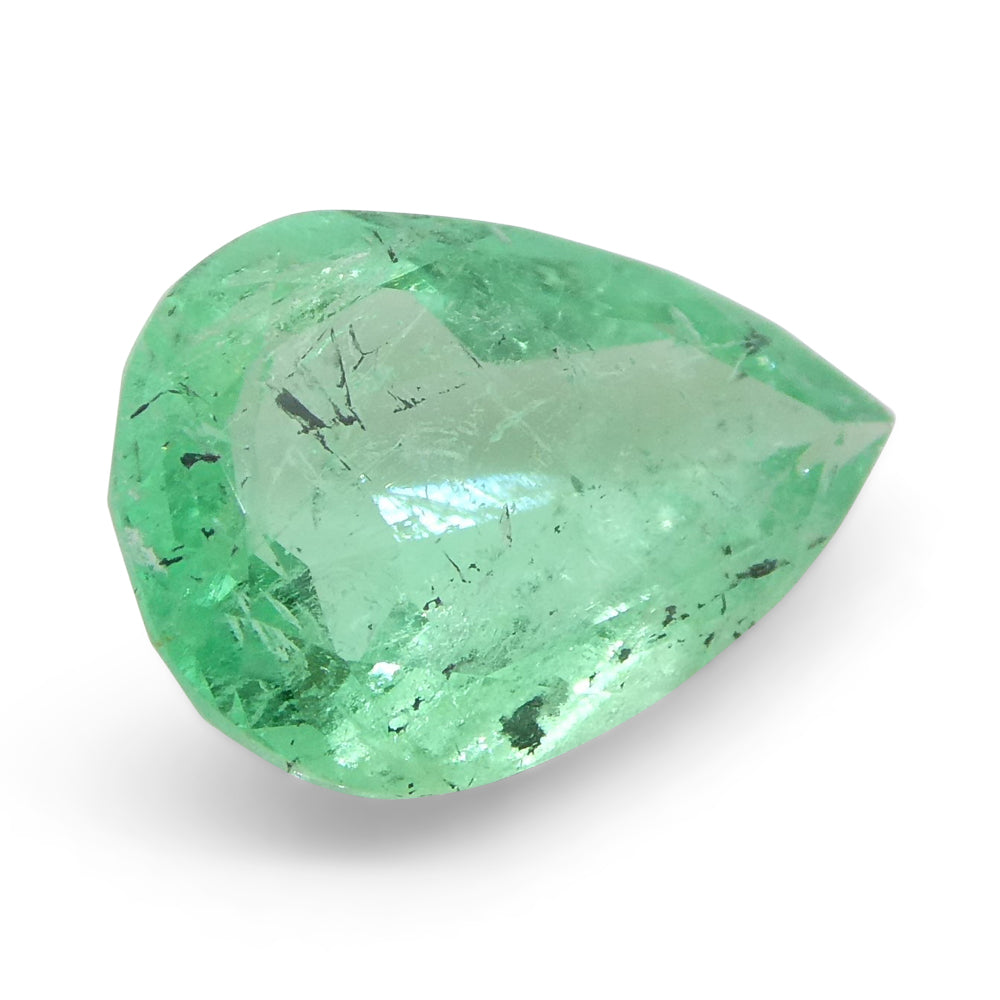 1.29ct Colombian Pear Green Emerald, Moderate Clarity, SkyJems Fine Gemstones Rare Natural Green Beryl