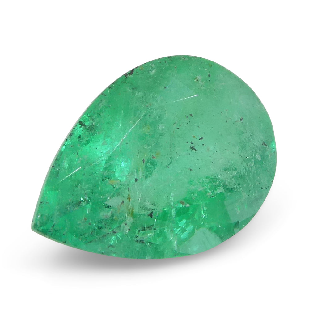 1.55ct Colombian Pear Green Emerald, Bluish Green Beryl Gemstone from SkyJems Fine Gems Collection