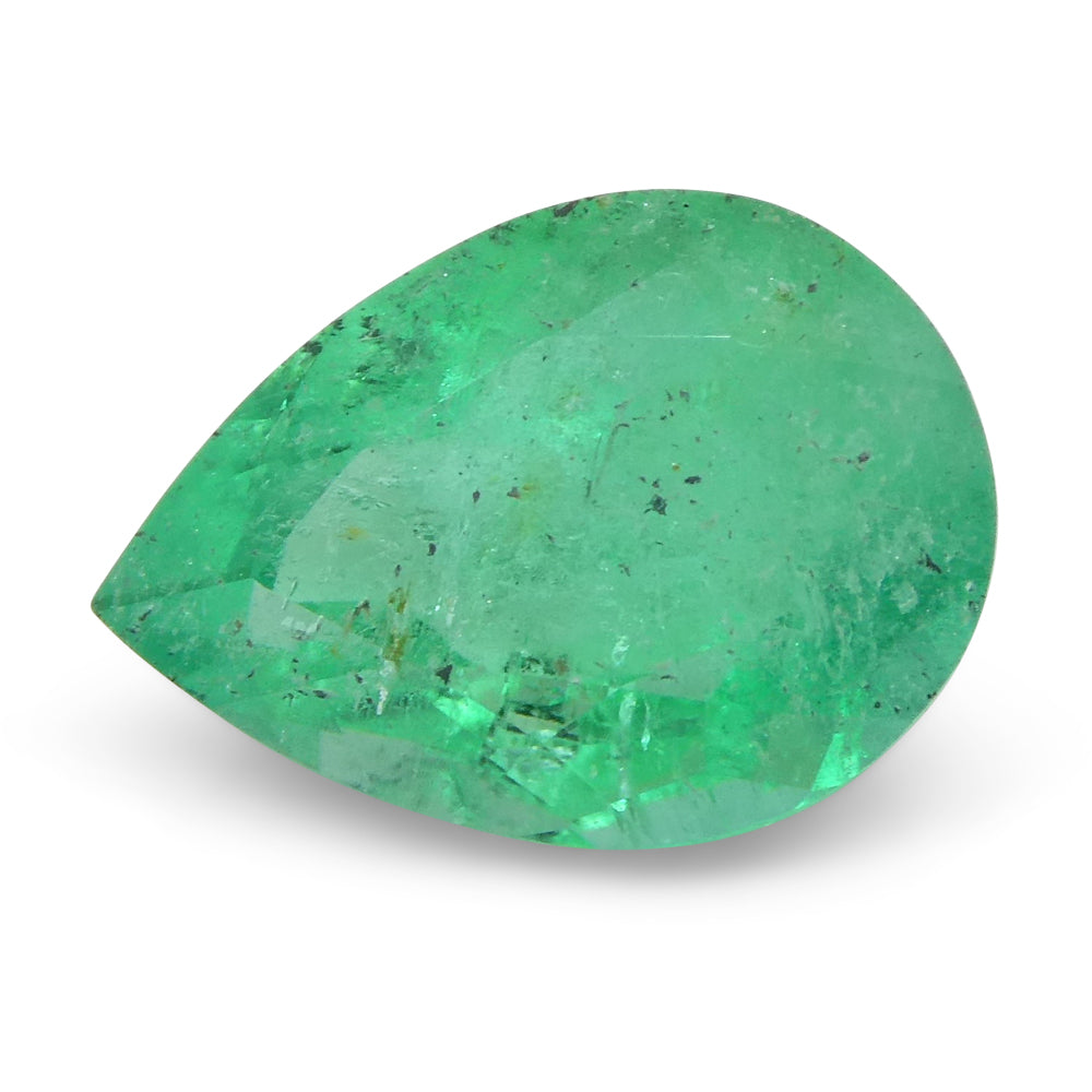 SkyJems 1.55ct Colombian Pear Emerald: Bluish Green Beryl Gemstone, Moderate Brilliance, Premium Cut