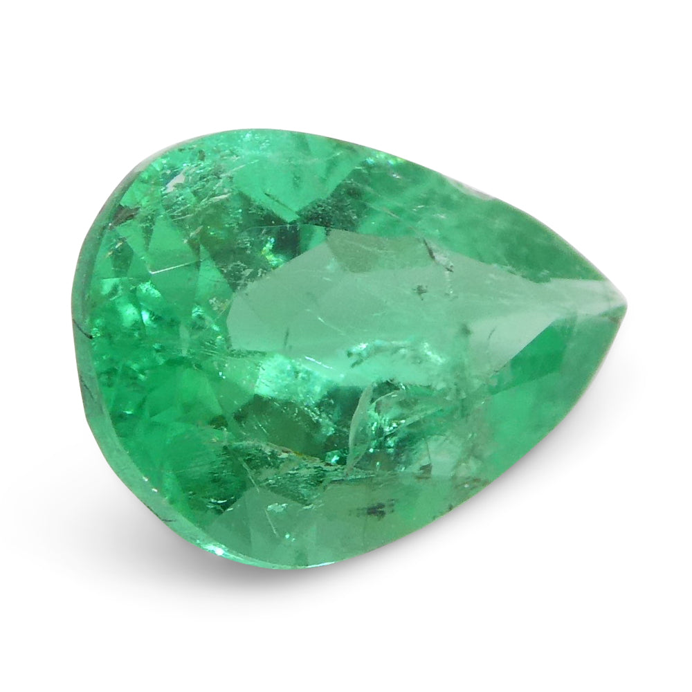 0.83ct Colombian Pear Green Emerald, bluish green beryl gemstone from SkyJems premium colored gem collection