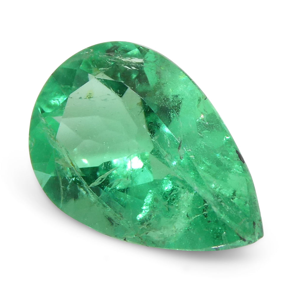 0.83ct Colombian Pear Green Emerald, bluish green beryl gemstone from SkyJems premium colored gem collection