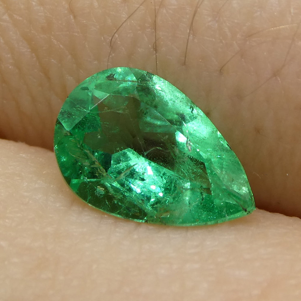 0.83ct Colombian Pear Emerald, bluish green, Modified Brilliant Cut | Premium SkyJems Gemstone Collection