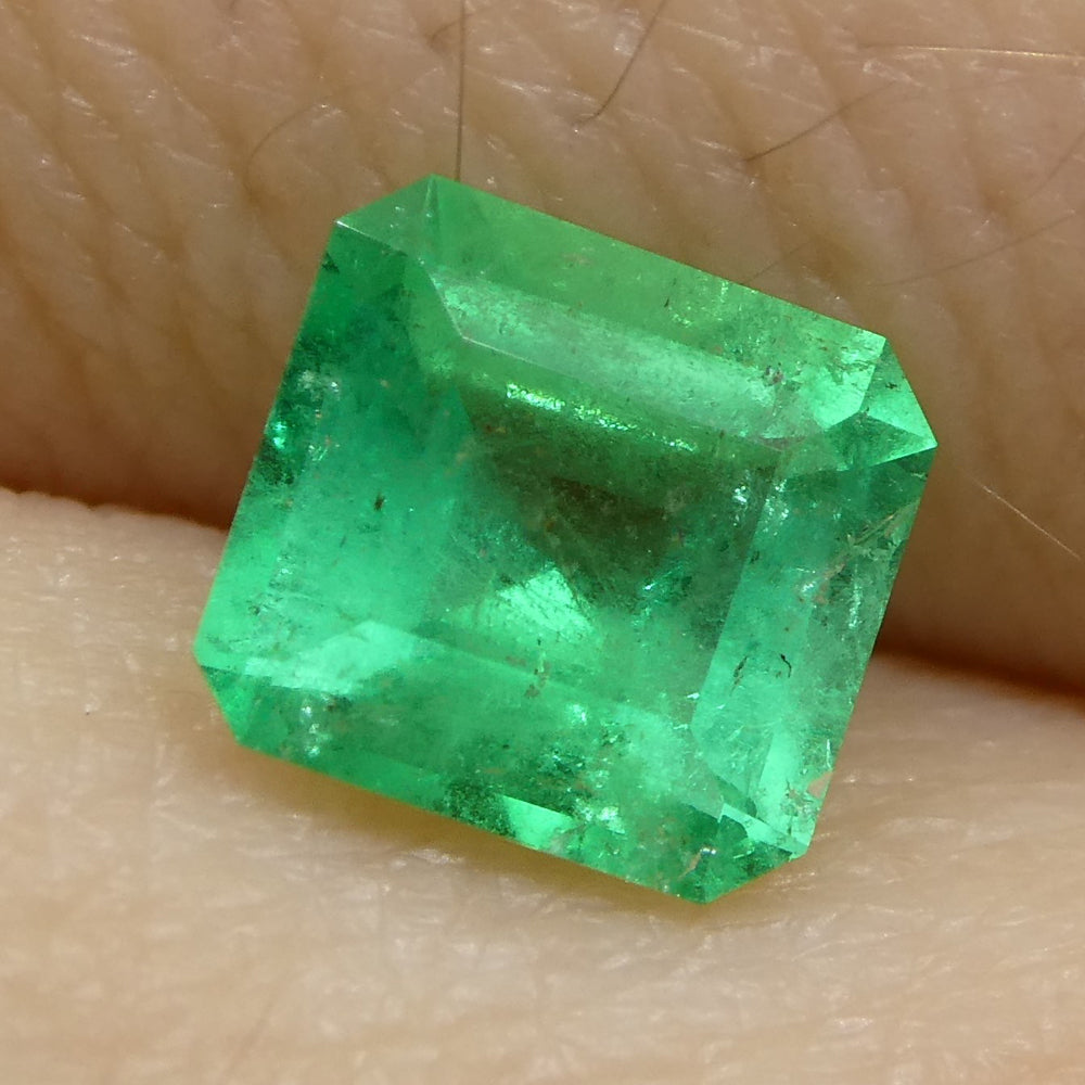 0.70ct Square Colombian Green Emerald, premium medium-green beryl gemstone from SkyJems' curated collection