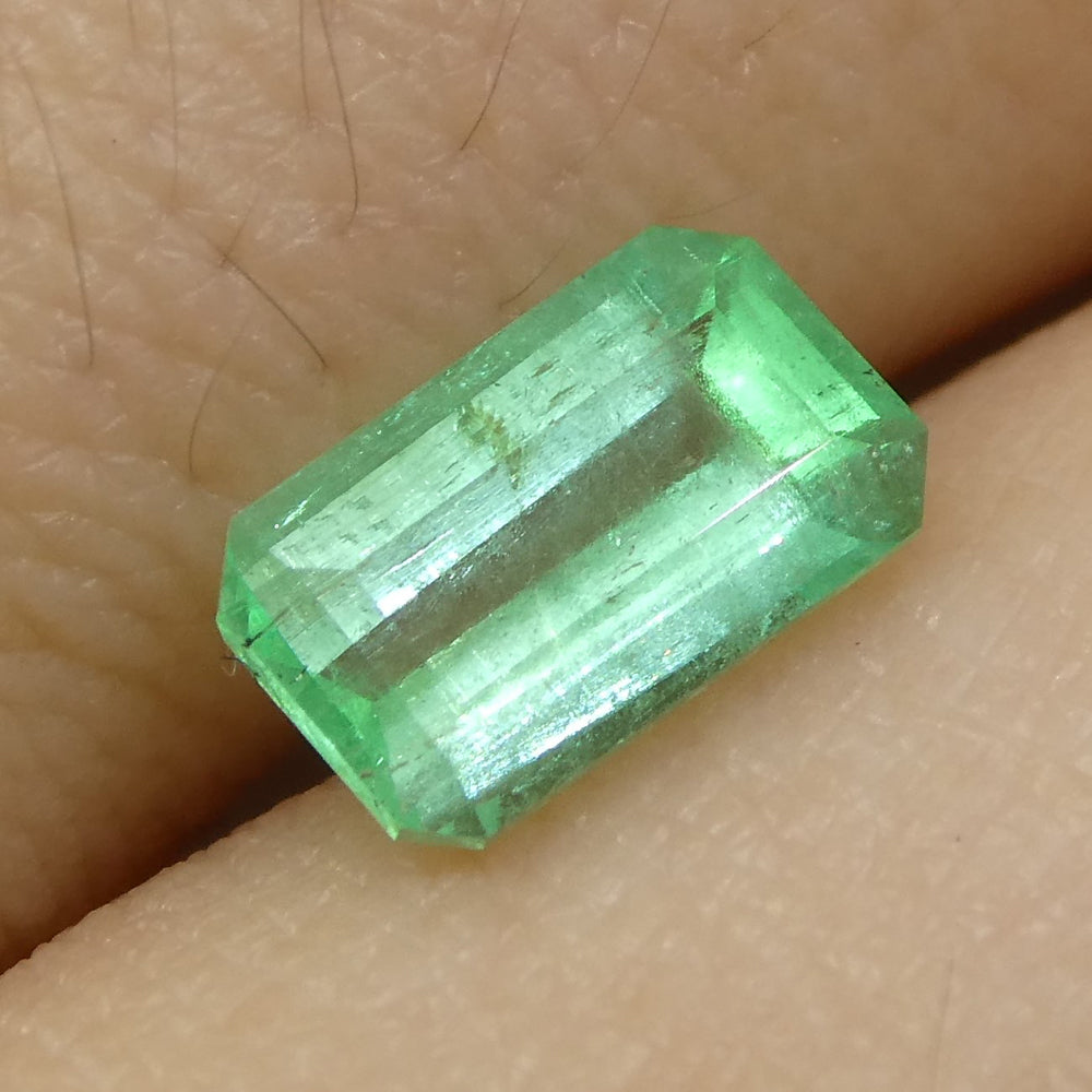 0.81ct Colombian Emerald, bluish green emerald cut gemstone from SkyJems premium colored gem collection