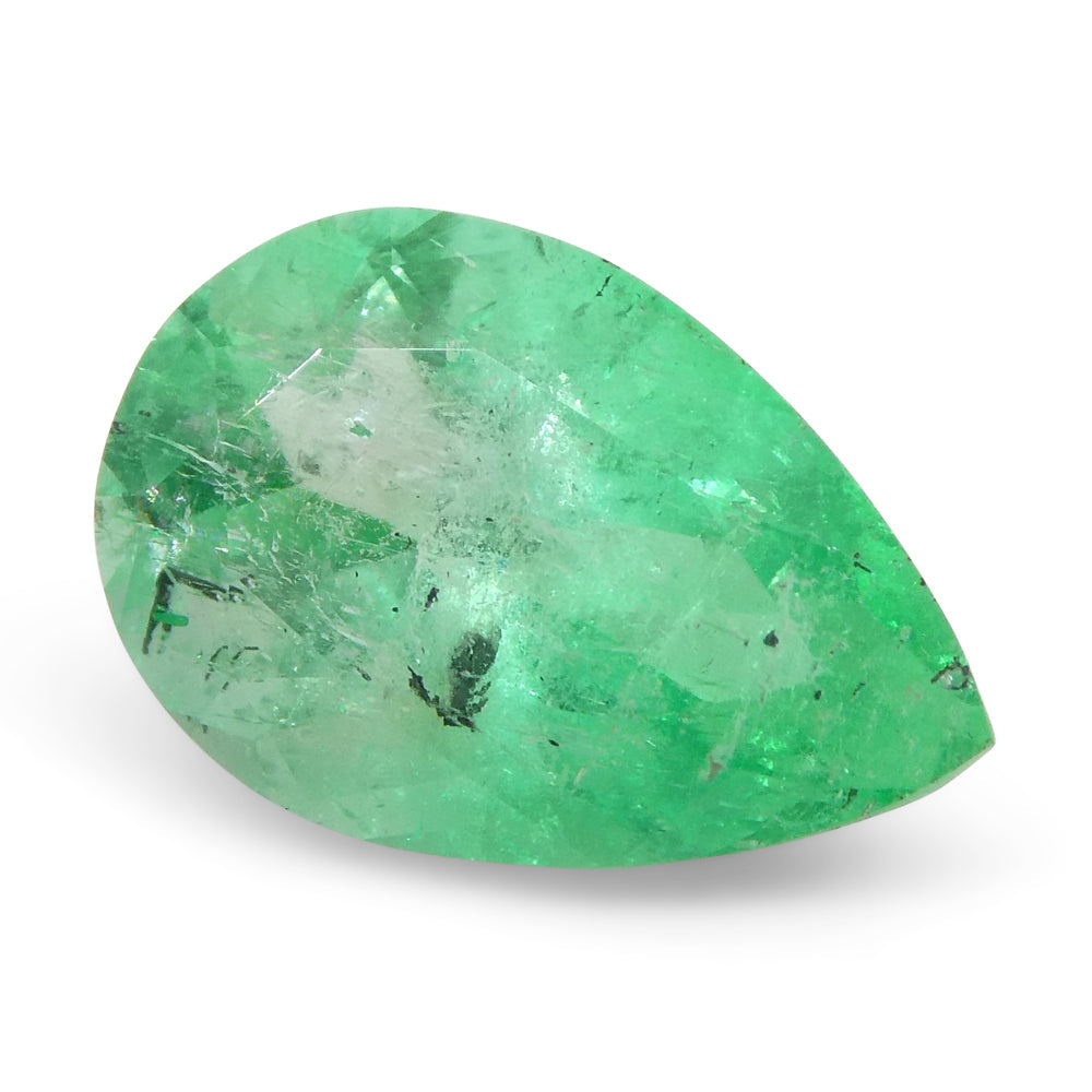 1.28ct Colombian Pear Green Emerald, Medium-Strong Color, SkyJems Fine Gemstones Collection