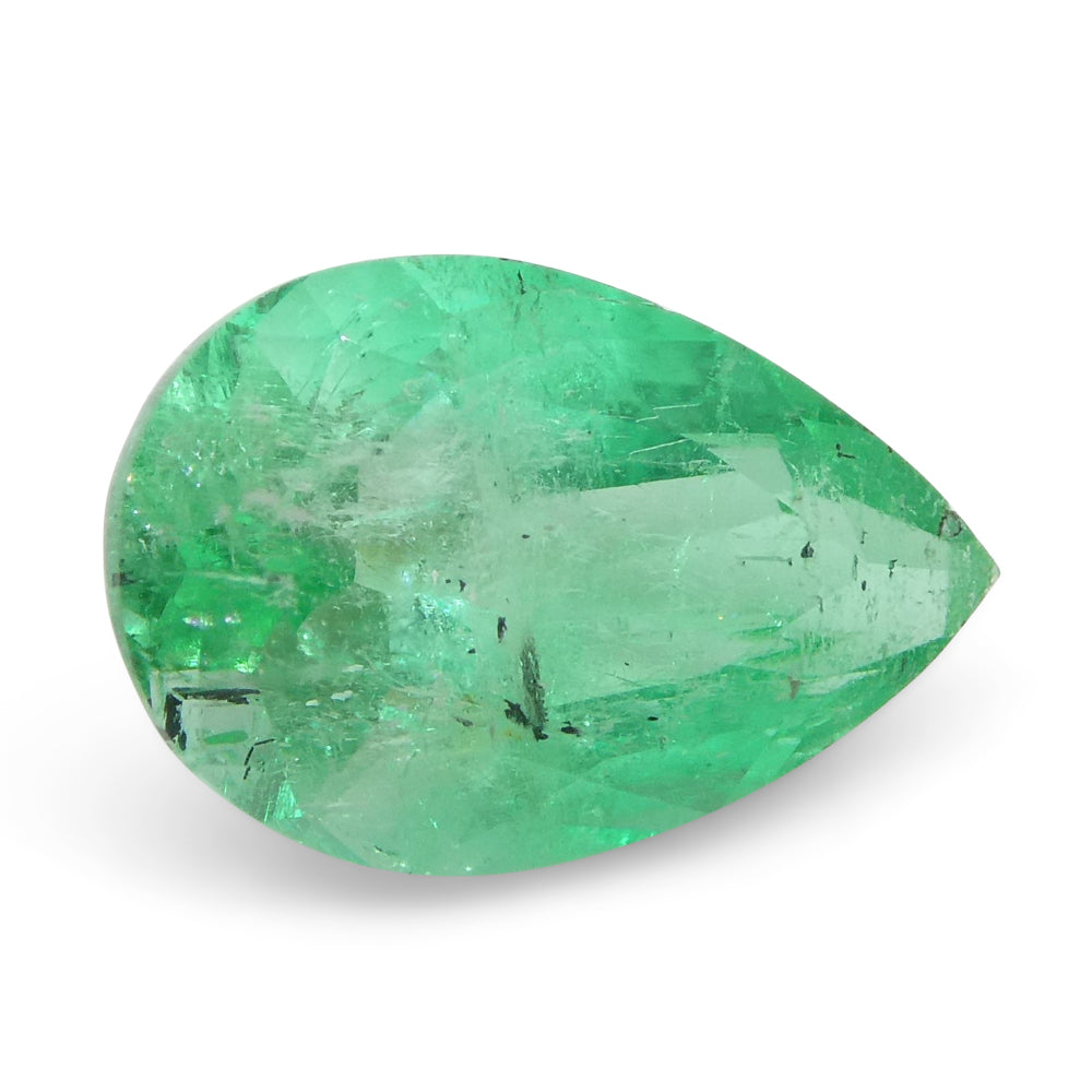 1.28ct Colombian Pear Green Emerald, Medium-Strong Color, SkyJems Fine Gemstones Collection